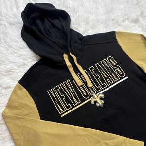 NEW ORLEANS SAINTS Pullover Hoodie‎ Sweatshirt Men's Medium M Black Tan NWT